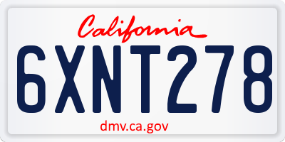 CA license plate 6XNT278