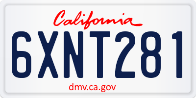 CA license plate 6XNT281