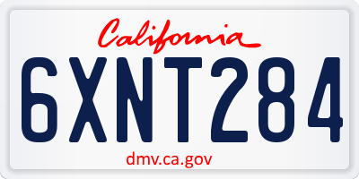 CA license plate 6XNT284