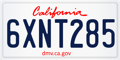 CA license plate 6XNT285