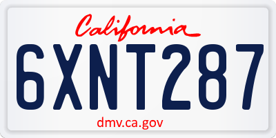 CA license plate 6XNT287