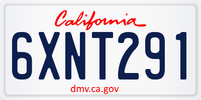 CA license plate 6XNT291