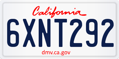 CA license plate 6XNT292