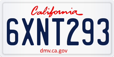 CA license plate 6XNT293