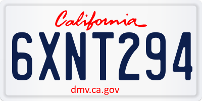 CA license plate 6XNT294