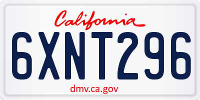 CA license plate 6XNT296