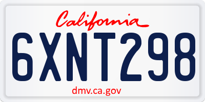 CA license plate 6XNT298