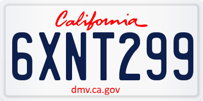 CA license plate 6XNT299