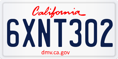 CA license plate 6XNT302