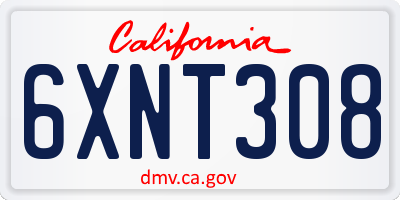 CA license plate 6XNT308