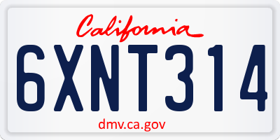 CA license plate 6XNT314