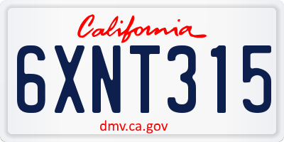 CA license plate 6XNT315
