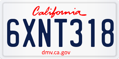 CA license plate 6XNT318