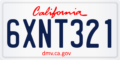 CA license plate 6XNT321
