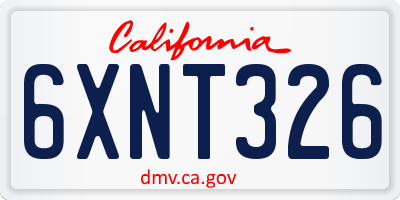 CA license plate 6XNT326
