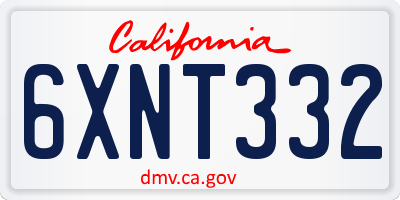CA license plate 6XNT332