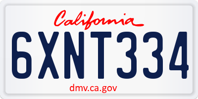 CA license plate 6XNT334