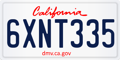 CA license plate 6XNT335