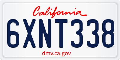 CA license plate 6XNT338