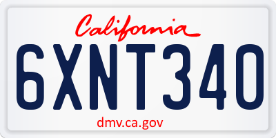 CA license plate 6XNT340