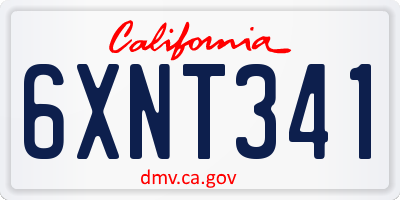 CA license plate 6XNT341