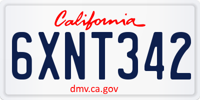 CA license plate 6XNT342