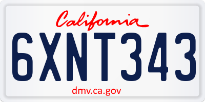 CA license plate 6XNT343