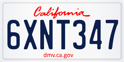 CA license plate 6XNT347