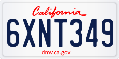 CA license plate 6XNT349
