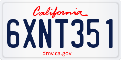 CA license plate 6XNT351