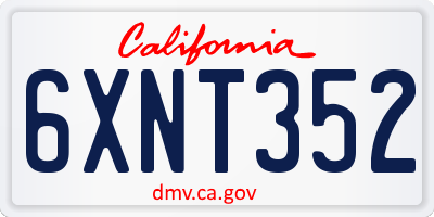 CA license plate 6XNT352