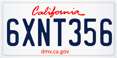 CA license plate 6XNT356