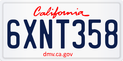 CA license plate 6XNT358