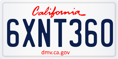 CA license plate 6XNT360