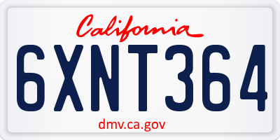 CA license plate 6XNT364