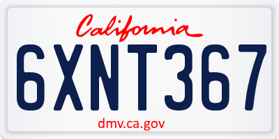 CA license plate 6XNT367