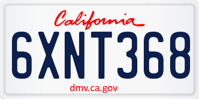 CA license plate 6XNT368