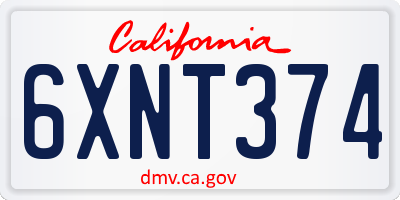 CA license plate 6XNT374