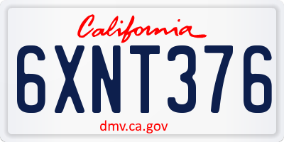CA license plate 6XNT376