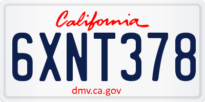 CA license plate 6XNT378