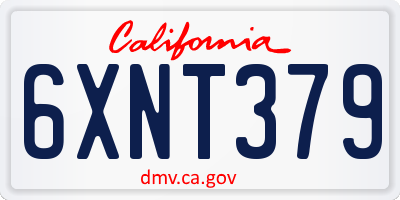 CA license plate 6XNT379