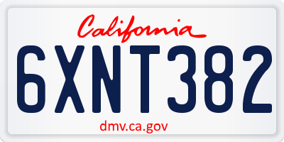 CA license plate 6XNT382