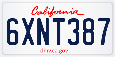 CA license plate 6XNT387