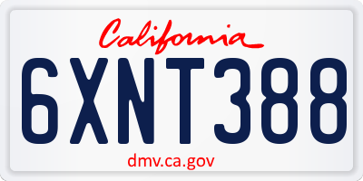 CA license plate 6XNT388