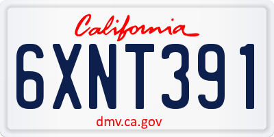 CA license plate 6XNT391