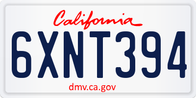 CA license plate 6XNT394