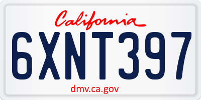 CA license plate 6XNT397