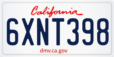 CA license plate 6XNT398