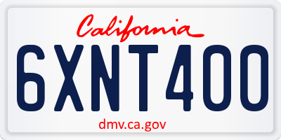 CA license plate 6XNT400