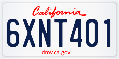 CA license plate 6XNT401